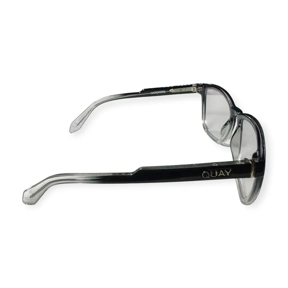 Quay Australia Hardwire 126 Eyeglasses Blue Light Lenses Black Clear Fade Frame - Picture 3 of 6